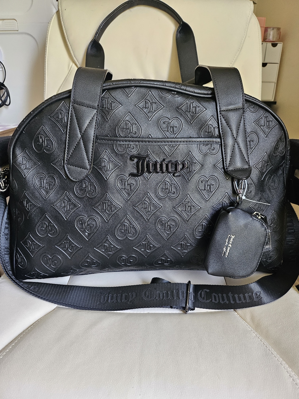 Juicy Couture Black Embossed Logo Duffel Bag